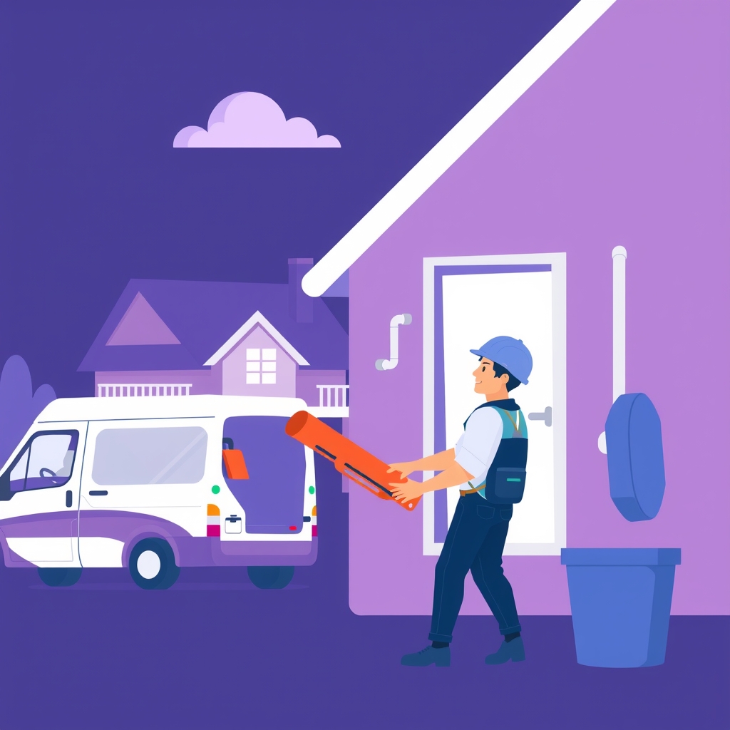 A technician efficiently attending to a plumbing service call at a customer's home