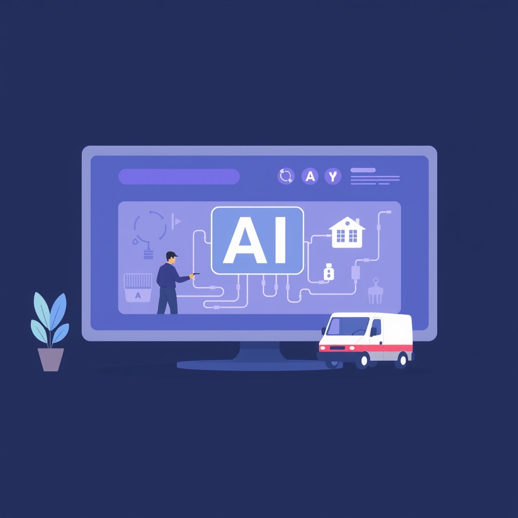 AI algorithm visual on a screen with plumbing schematics