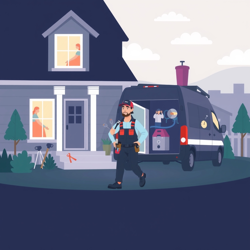 HVAC technician arriving at a customer's house